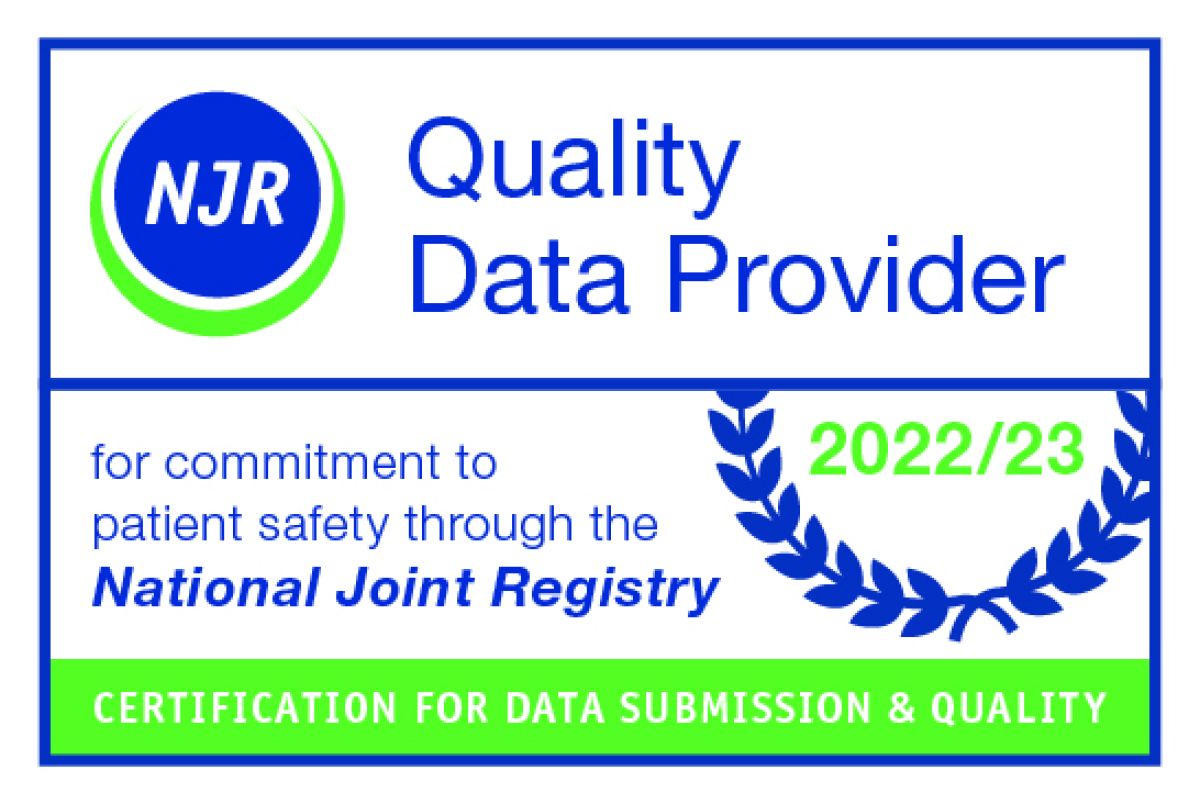 Royal Orthopaedic Hospital awarded for commitment to patient safety by the National Joint Registry