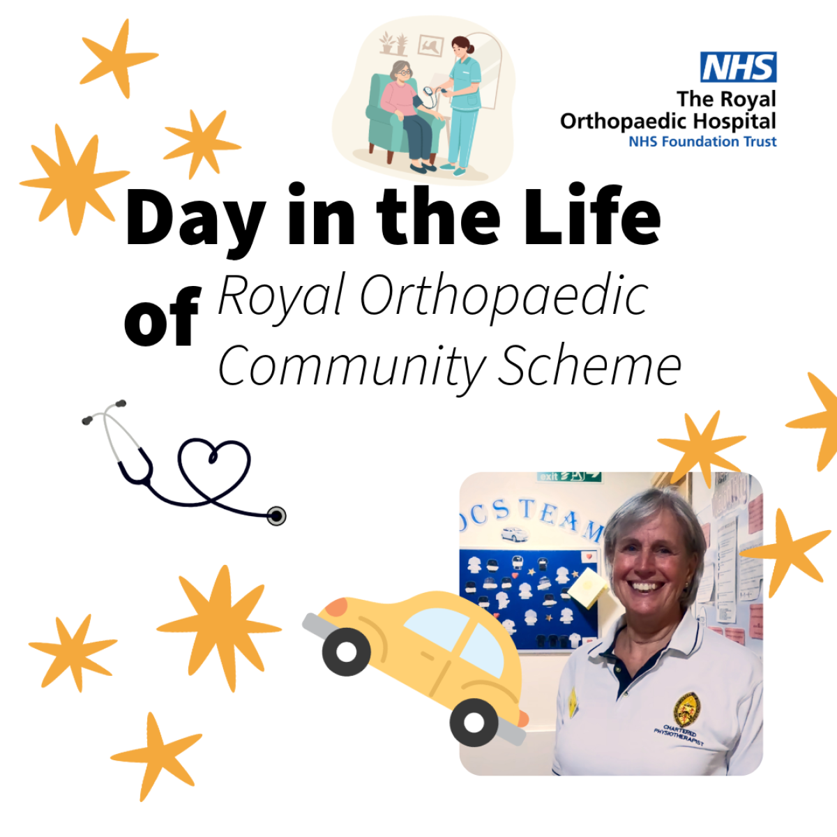 Join Physiotherapist Sue for a day in the Royal Orthopaedic Community Scheme